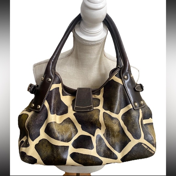 Dooney & Bourke Giraffe Print Belvedere Handbag Satchel Large Gently Used Rare - Picture 5 of 14